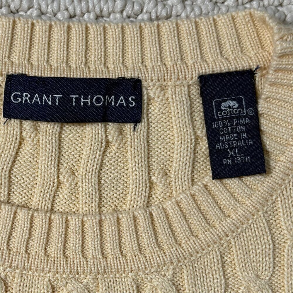 Grant Thomas Mens XL Cable Knit Old Money Sweater Tennis Preppy Academia Layers - Picture 3 of 6